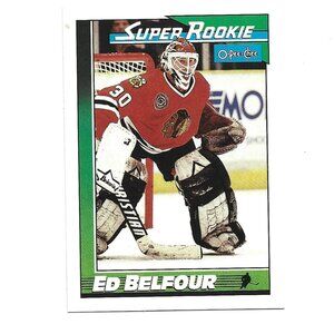 1991 O-PEE-CHEE Ed Belfour Chicago Blackhawks Bilingual Super Rookie Card